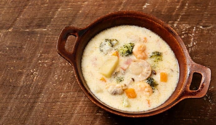 海老と帆立とごろごろ野菜のクラムチャウダー
