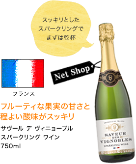 フランス フルーティな果実の甘さと程よい酸味がスッキリ サヴール デ ヴィニョーブル スパークリング ワイン 750ml スッキリとしたスパークリングでまずは乾杯