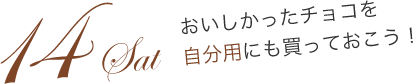 14 Sat おいしかったチョコを自分用にも買っておこう！