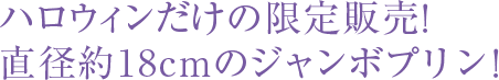 ハロウィンだけの限定販売！直径約18cmのジャンボプリン！