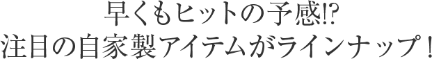 早くもヒットの予感!?注目の自家製アイテムがラインナップ！